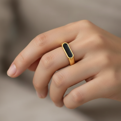 Lany – Bague Géométrique Vintage Nacre Blanche