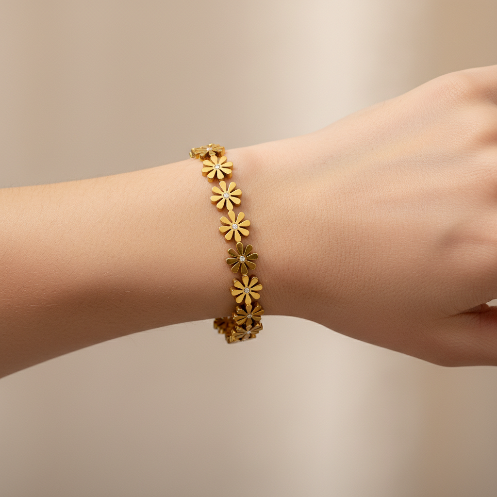 Selena – Bracelet Luxe Léger en Acier Titane et Zircon