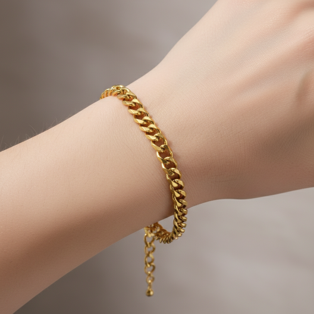 Glenda – Bracelet Cuban en Acier Inoxydable Meulé à Six Faces