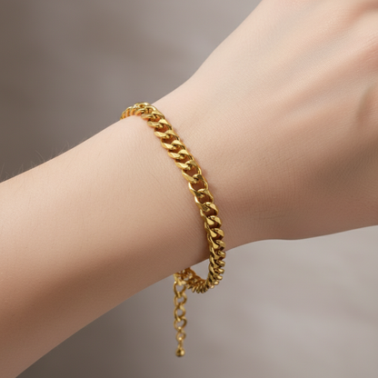 Glenda – Bracelet Cuban en Acier Inoxydable Meulé à Six Faces