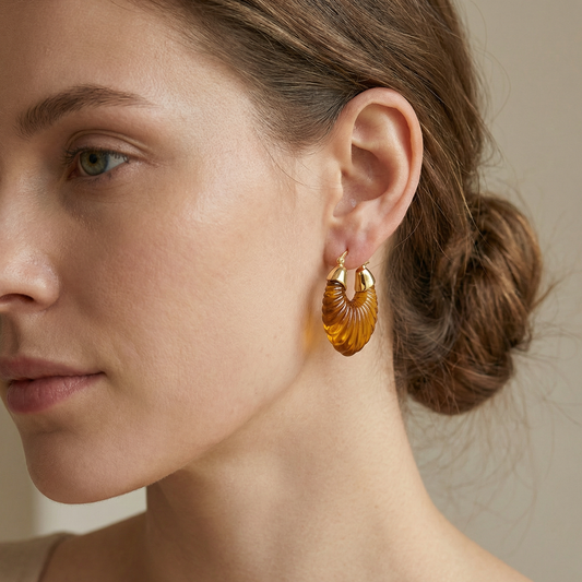Audrey – Boucles d'Oreilles Créoles à Rainures