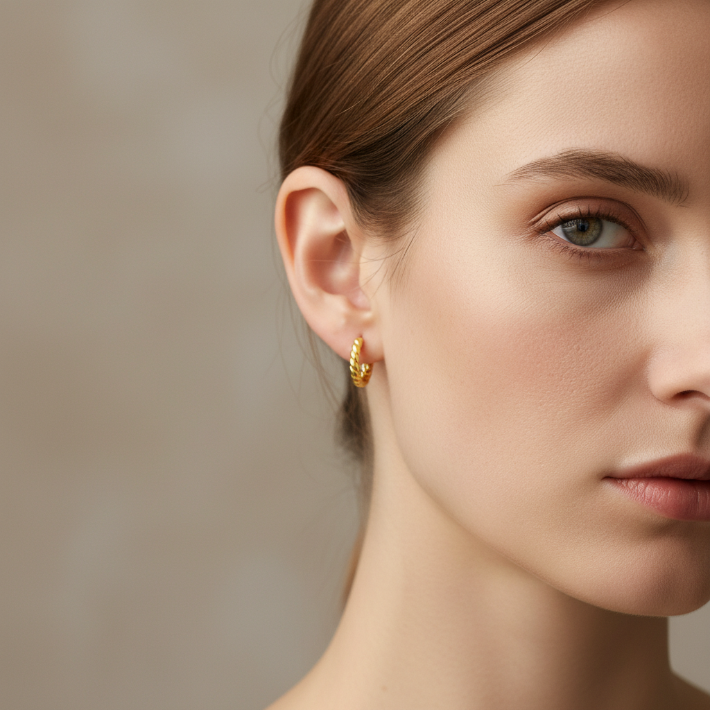 Manon – Boucles d'Oreilles Mini Créoles Corde en Or