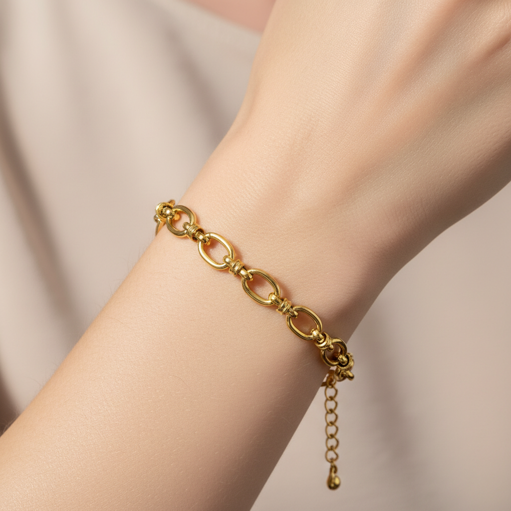 Emilia – Bracelet Allongé Doré en Acier Inoxydable