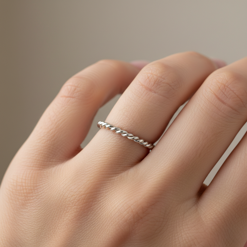 Mila – Bague Fine Torsadée au Design Élégant