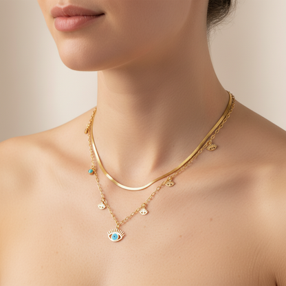 Elena – Collier double couche plaqué or véritable