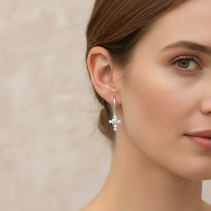 Yasmine – Boucles Croix Argent 925 Chic