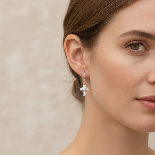 Yasmine – Boucles Croix Argent 925 Chic