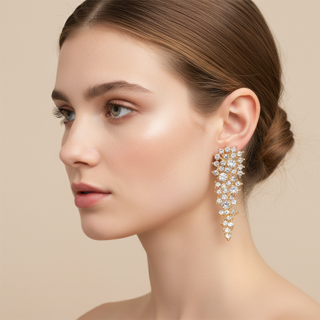Eloise – Clips d’Oreilles Rhinestone Sans Perçage