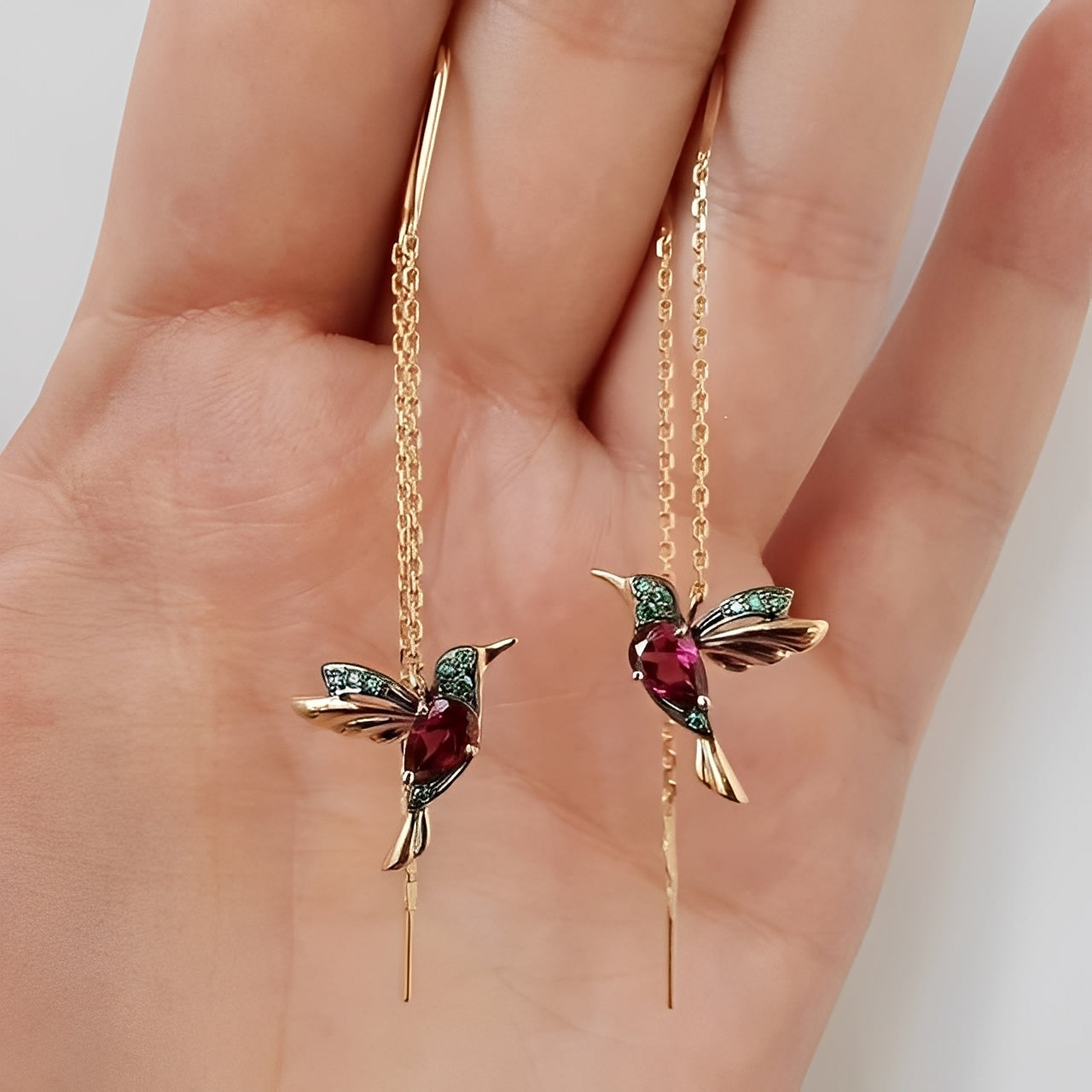 Lisa – Boucles Colibri Émail & Zirconium