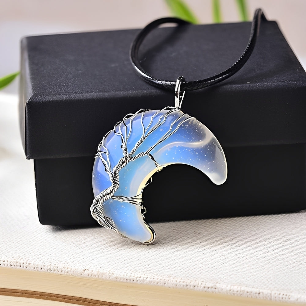 Collier Femme avec Arbre de Vie et Pendentif Lune