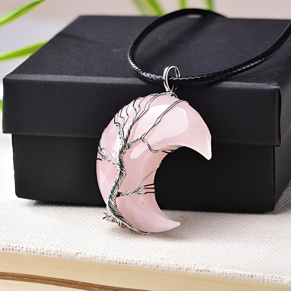 Collier Femme avec Arbre de Vie et Pendentif Lune