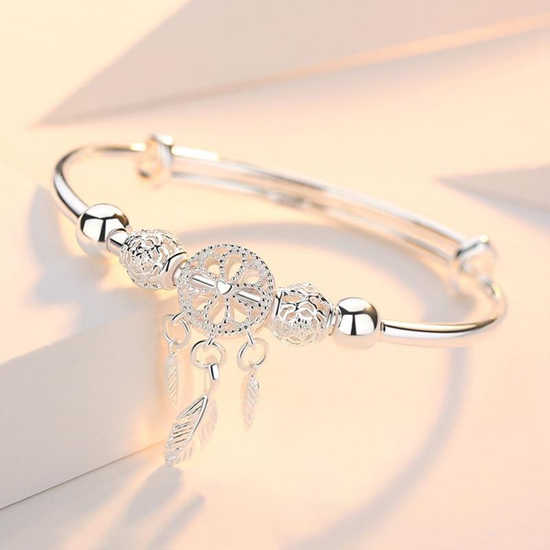 Aiyana – Bracelet Attrape-Rêves Ajustable en Argent 925