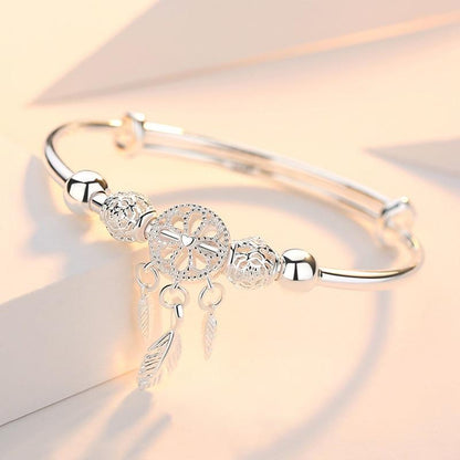 Aiyana – Bracelet Attrape-Rêves Ajustable en Argent 925