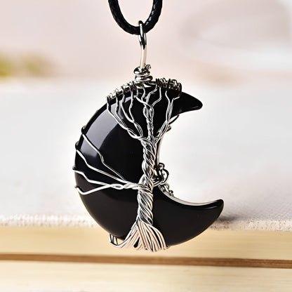 Collier Femme avec Arbre de Vie et Pendentif Lune