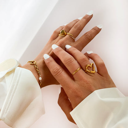 Ren – Bague en Acier Titane Plaqué Or Non-Faible