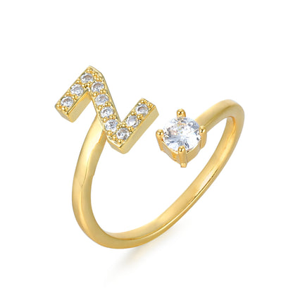 Hinako – Bague Initiale Ajustable Femme