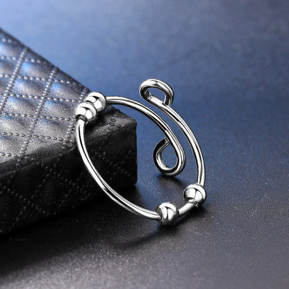 Bague Fidget Ajustable Femme avec quatre perles mobiles